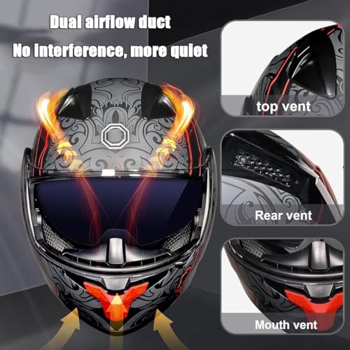 Bluetooth Modular Dual Visor Full Face Motorcycle Helmet V822753