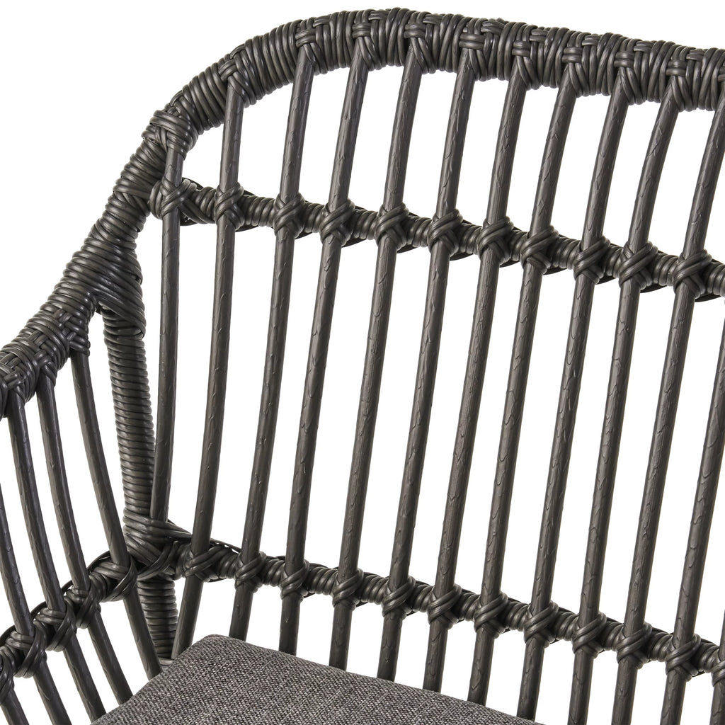 Woven Faux Rattan Chairs with Cushions Set of 2 B195