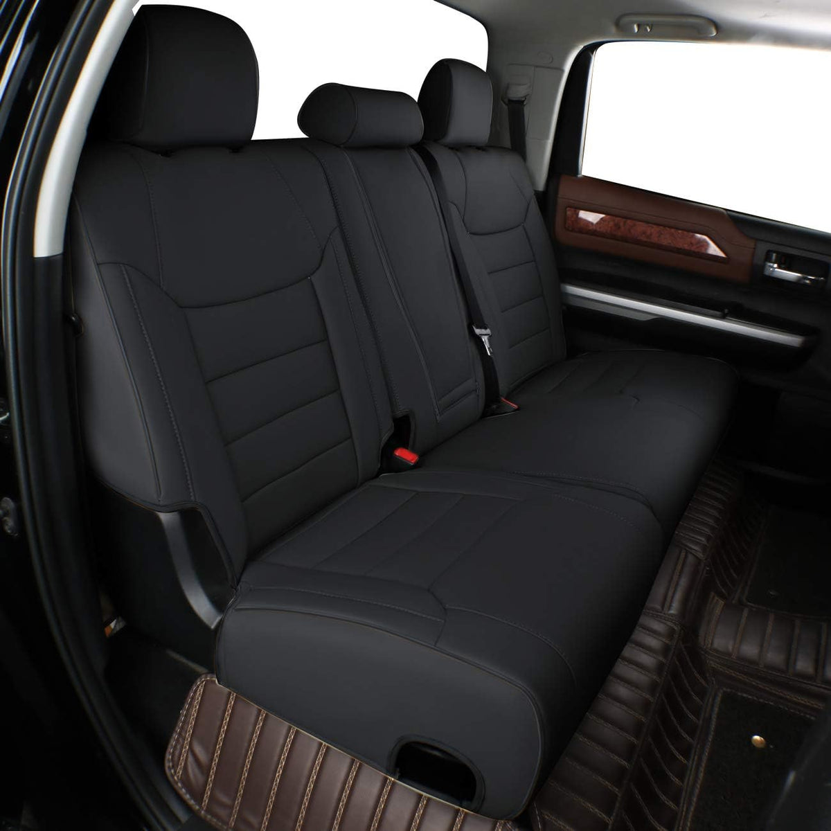 Custom Fit Full Set Car Seat Covers Leatherette Black Gray P675