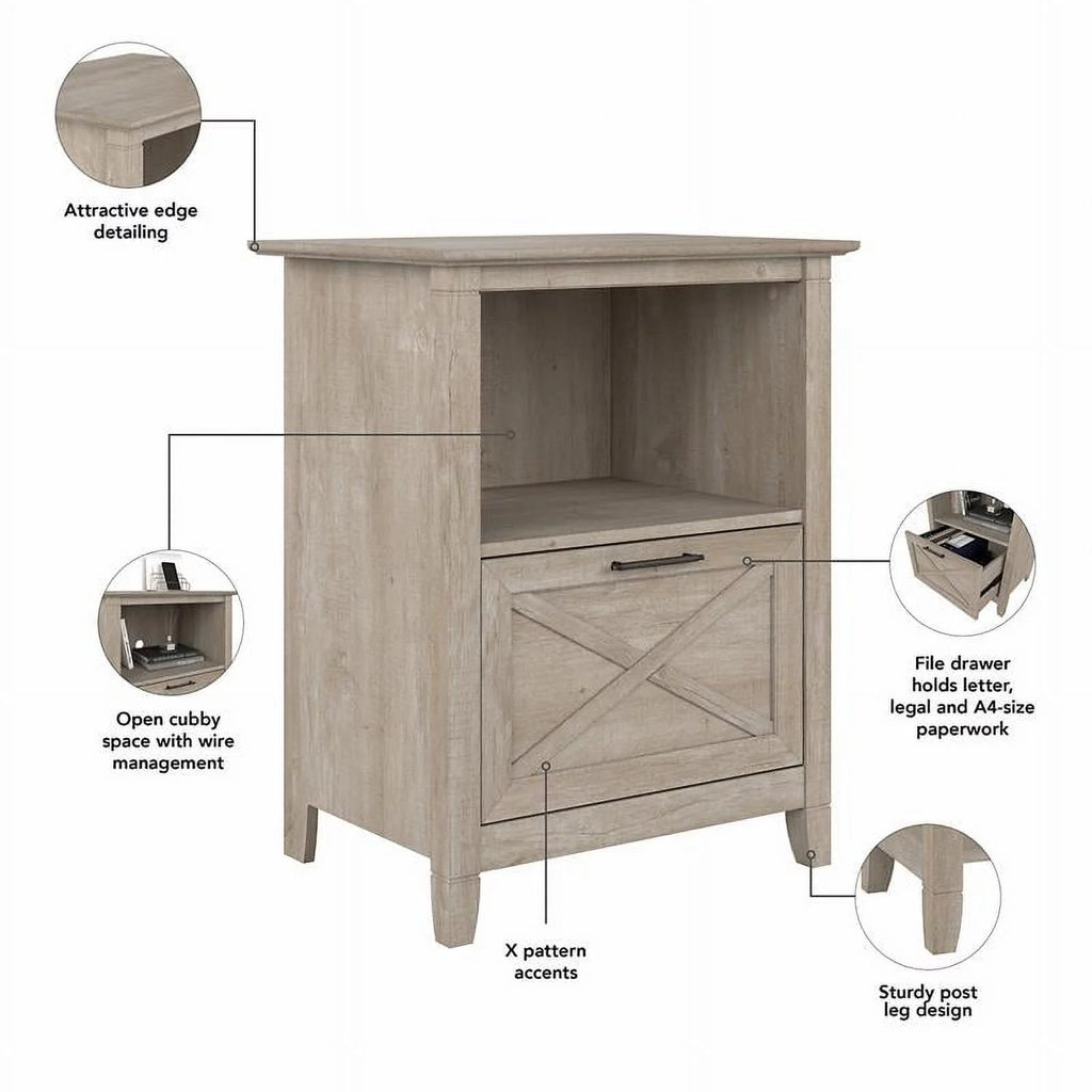 Washed Gray Lateral File Cabinet with Shelf Y22979