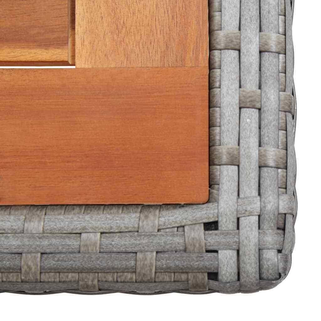 Anthracite Poly Rattan and Solid Acacia Wood Garden Table M16120