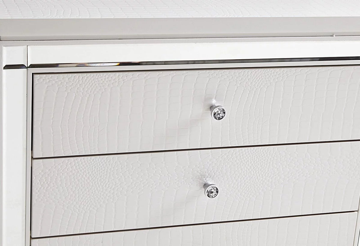 White 4pc Bedroom Set King Bed Nightstand Dresser Mirror Headboard L29846