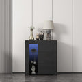 Black LED Buffet Cabinet with 3-Tiers Storage Shelf Q28613