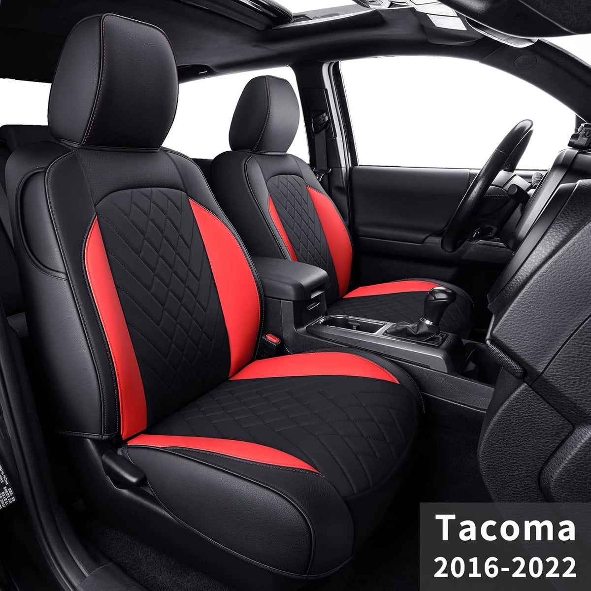 Black Faux Leather Seat Covers for Tacoma Crew Cab P977