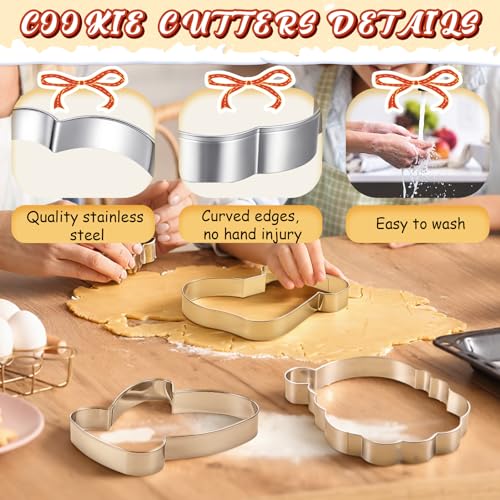 6 Pcs Large Stainless Steel Christmas Cookie Cutters D62570