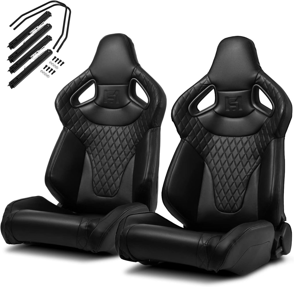 Black PVC Racing Seats with Slider R310026