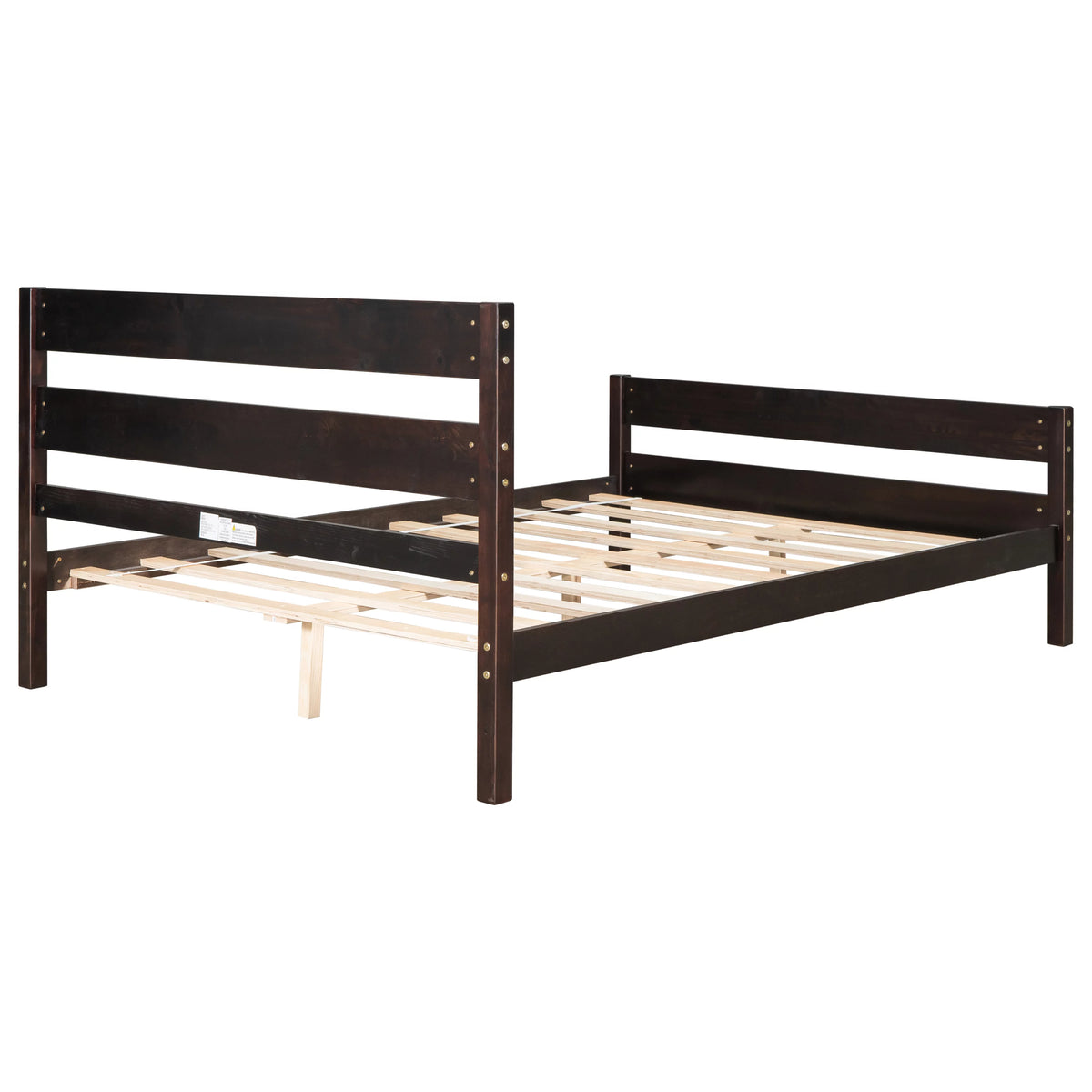 Full Espresso Platform Bed Frame with Headboard and Under Bed Storage I477