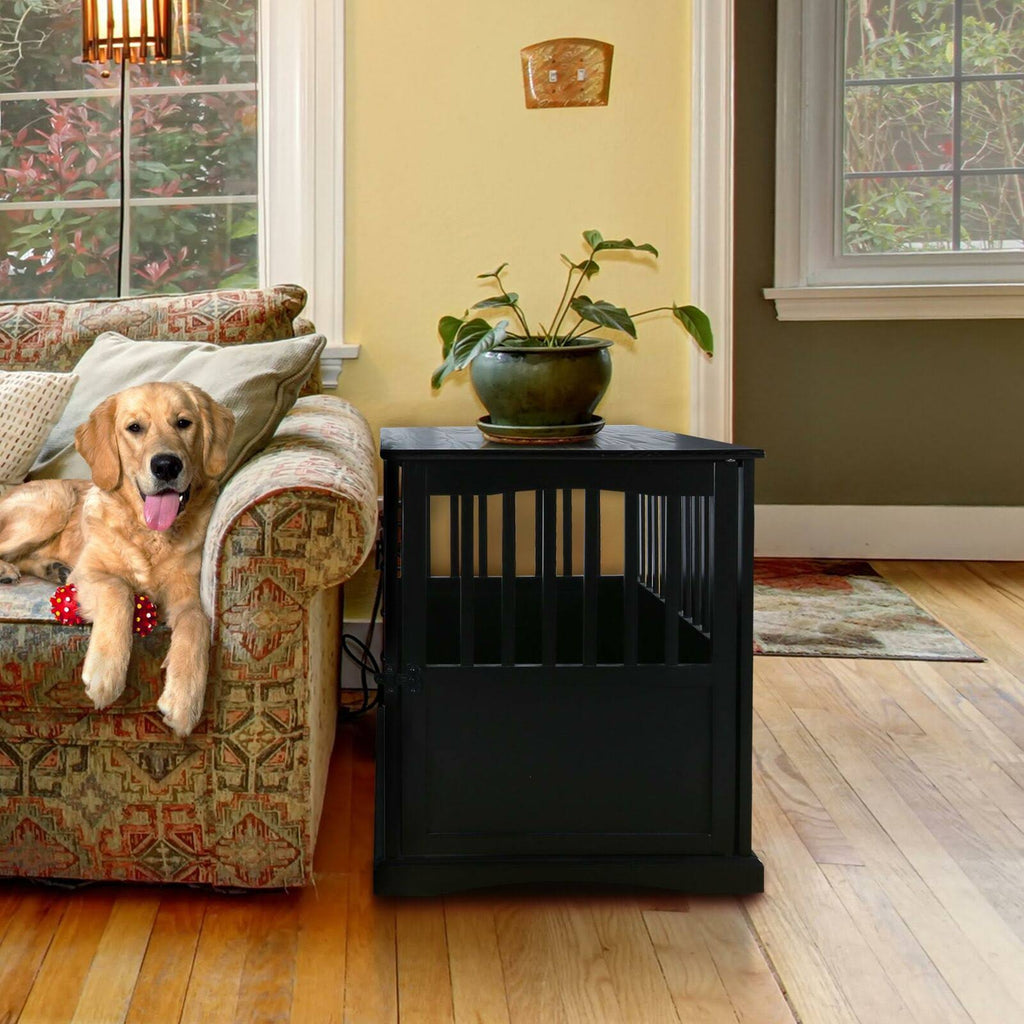 Black 27 inch Wooden Pet Crate End Table C305