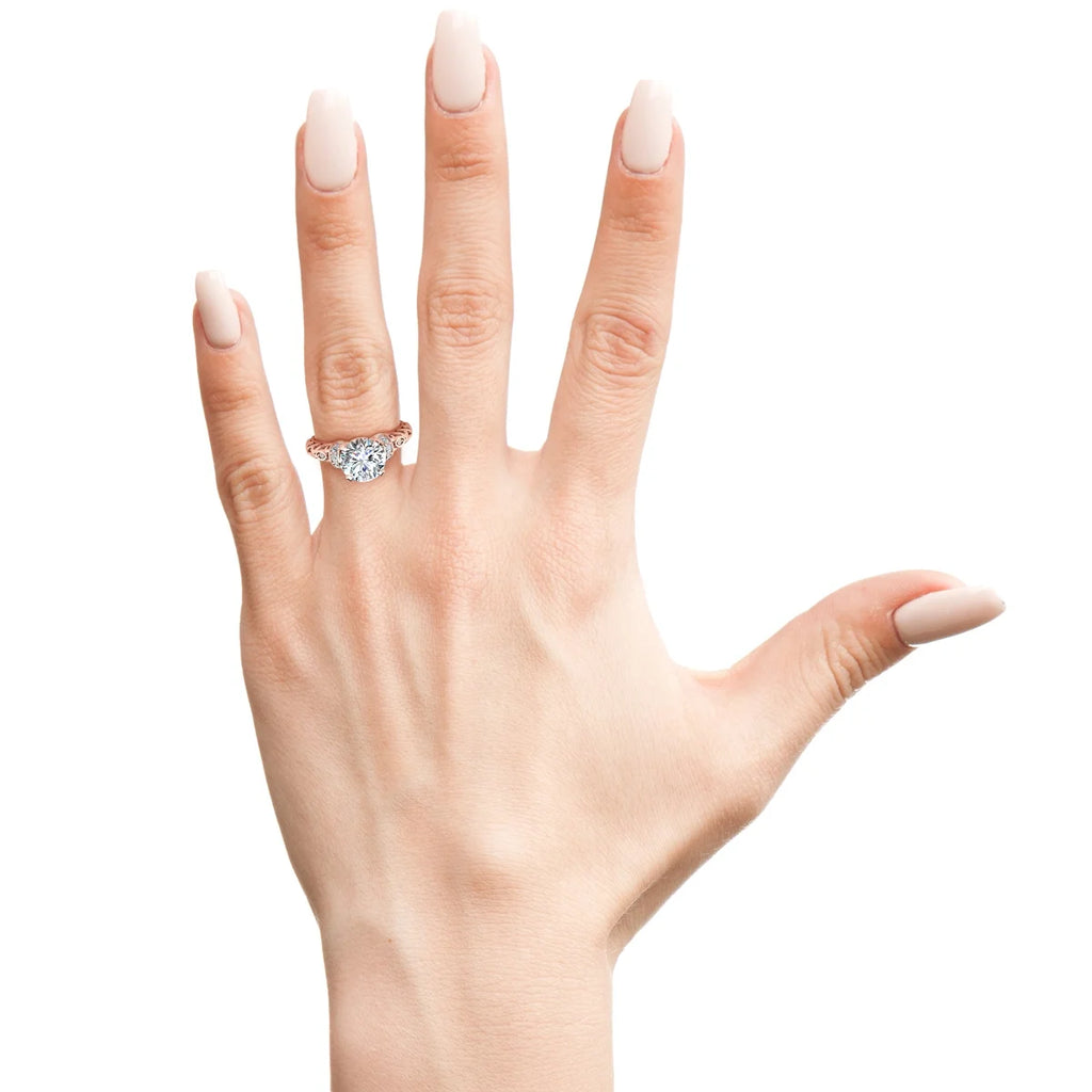 Vintage Moissanite Engagement Ring In 14 Karat Rose Gold P79025