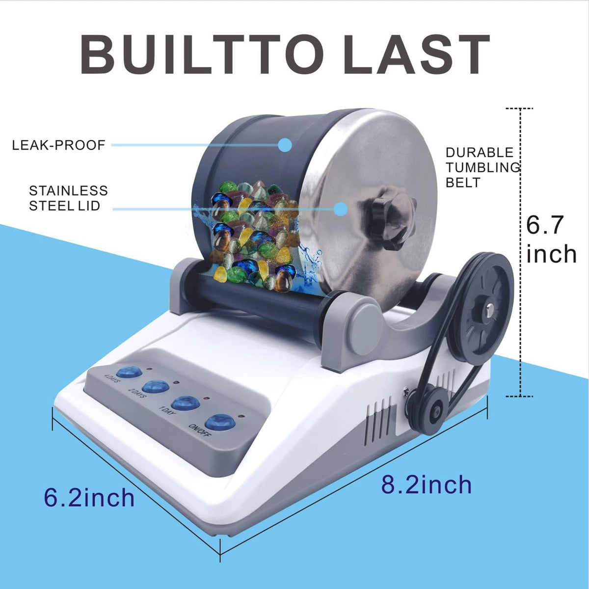 Rock Tumbler Kit with Rough Stones, Polishing Sands, Jewelry Fasteners I8239