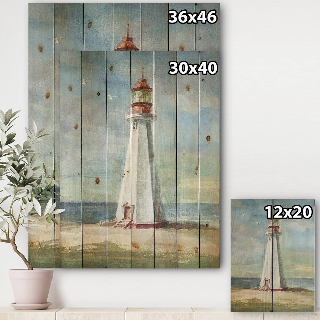 Nautical Beach Print on Natural Pine Wood Blue 30 in. Wide x 40 in. High V170563