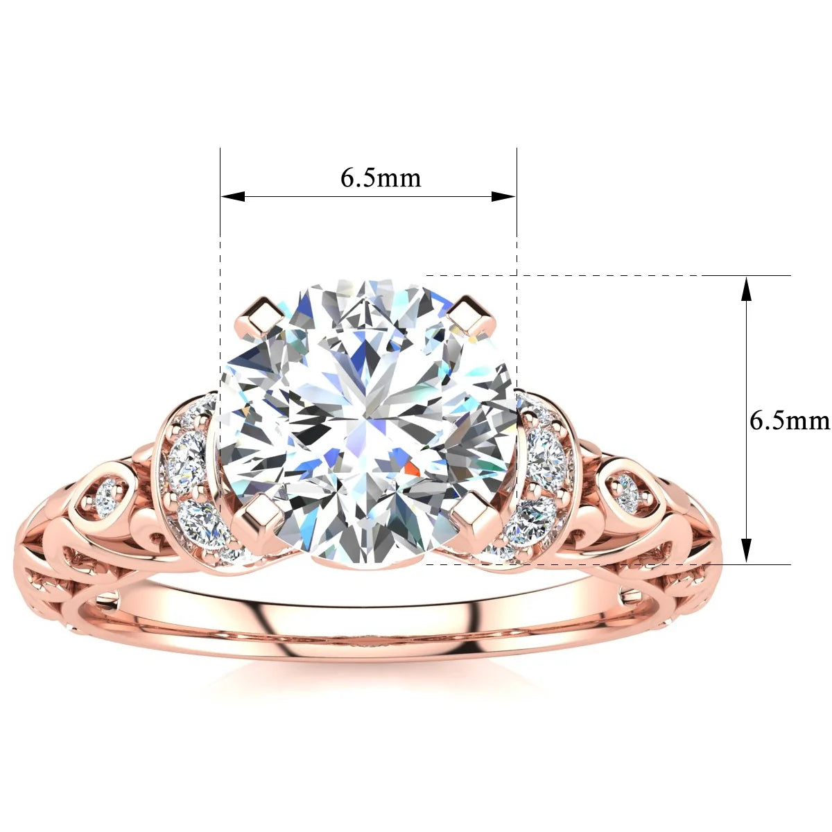 Vintage Moissanite Engagement Ring In 14 Karat Rose Gold P79025