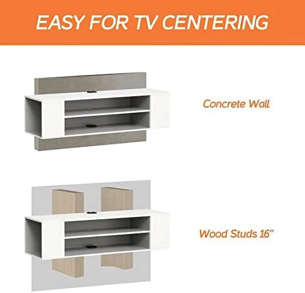 79 inch Floating TV Stand Wall Mounted Wood TV Cabinet Media Console Grey White Q228371