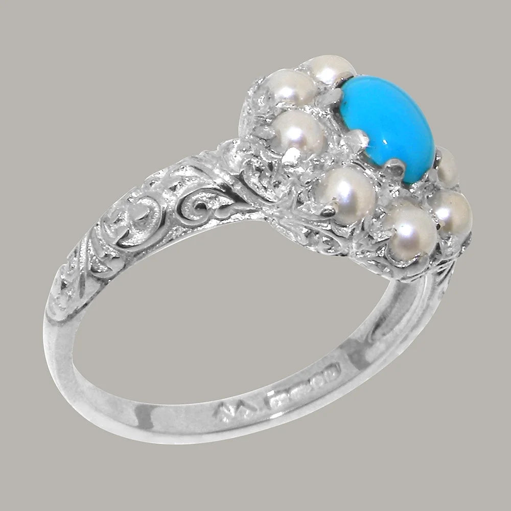 Sterling Silver Turquoise Cultured Pearl Ring C846980