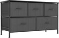 Charcoal/Black 5 Fabric Drawer Dresser with Metal Frame W33810