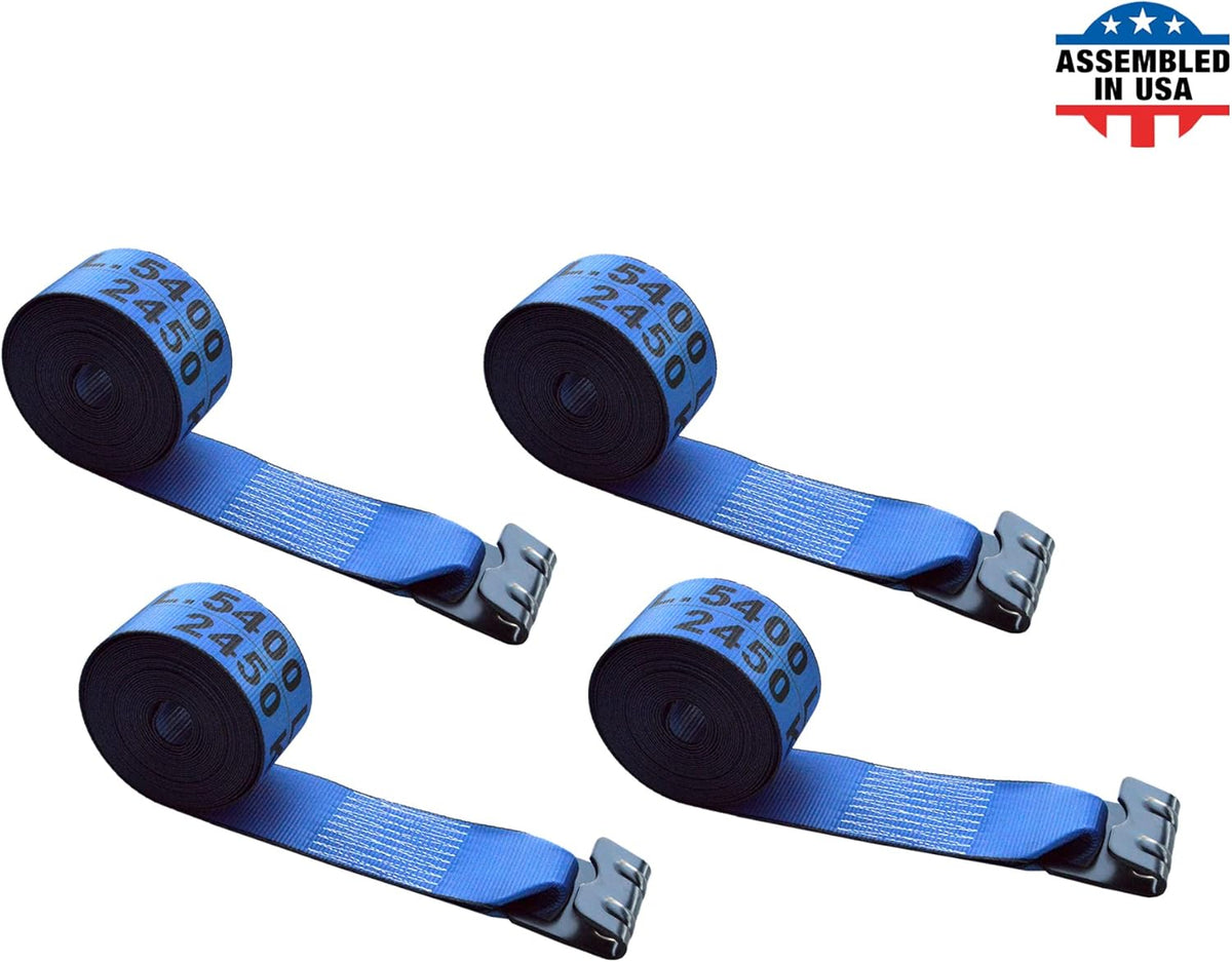 4 - Pack Yellow Heavy Duty Tie-Down Winch Strap with Flat Hooks W998693