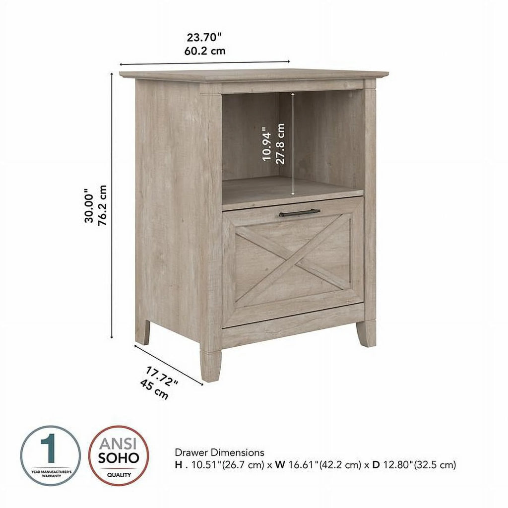 Washed Gray Lateral File Cabinet with Shelf Y22979