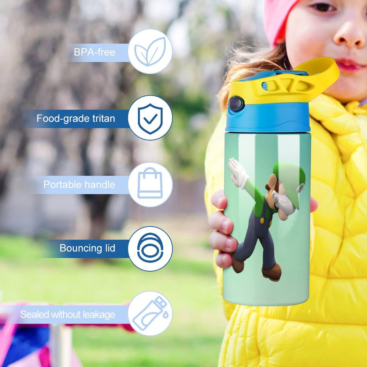 Insulated Stainless Steel Water Bottle with Straw X111411