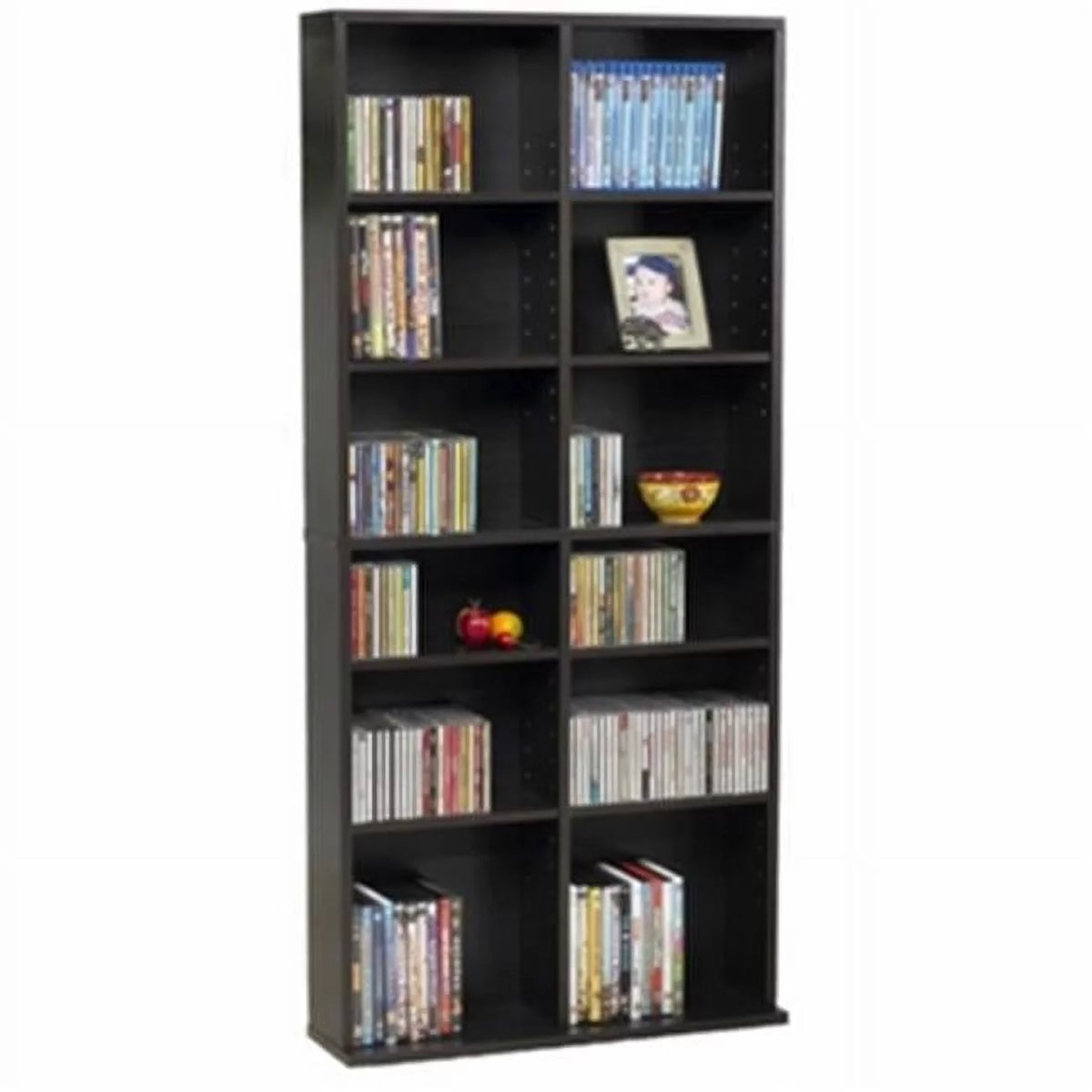 54" Espresso Adjustable Wood Media Storage Shelf Bookcase P18122