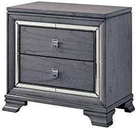 Light Gray 2-Drawer Solid Wood Nightstand U76131