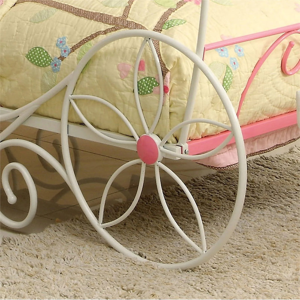 Pink and White Metal Twin Bed S5892