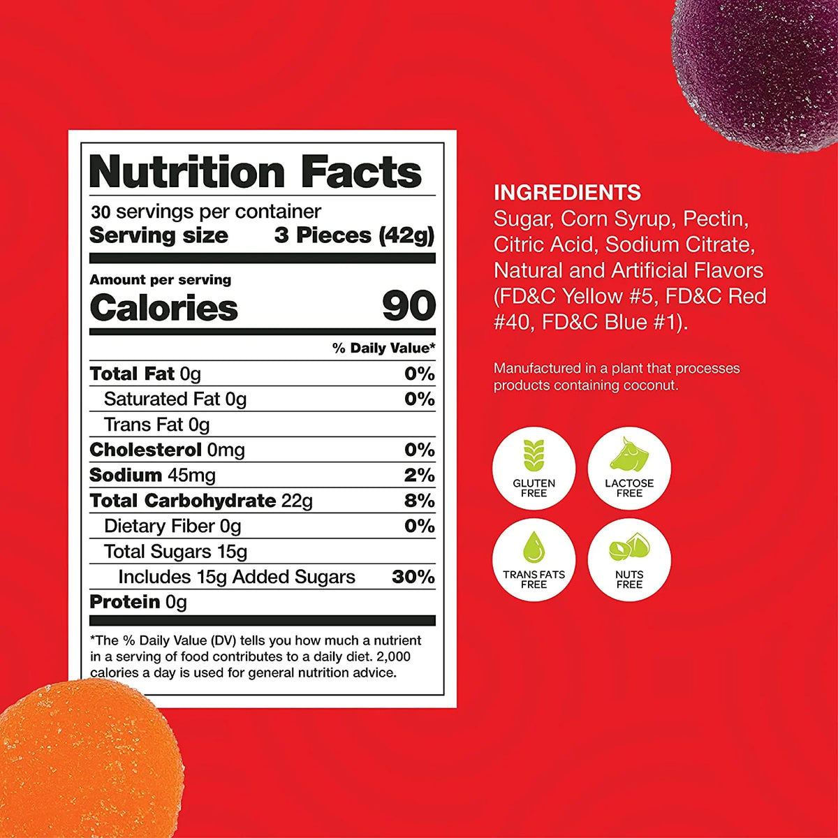 Assorted Jelly Fruit Disk Patties Candy, Individually Wrapped, Vegan, Gluten Free - 2 Pound Bag A16825