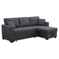 Dark Gray 3-Seat Fabric Sleeper Sectional Sofa with Storage I820