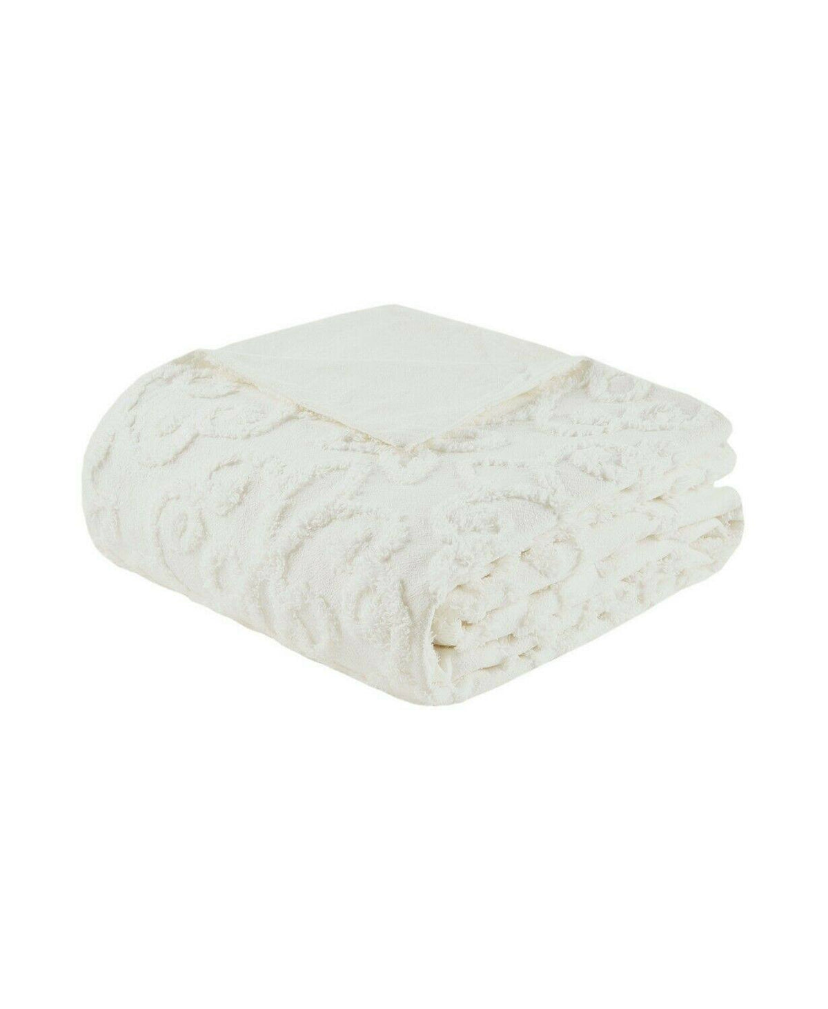 3 Piece Tufted Cotton Chenille Duvet Cover Set White King/Cal King H331378
