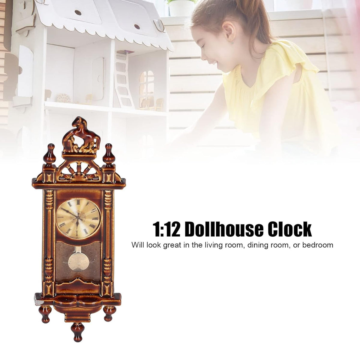1:12 Miniature Vintage Wooden Alloy Wall Clock T796