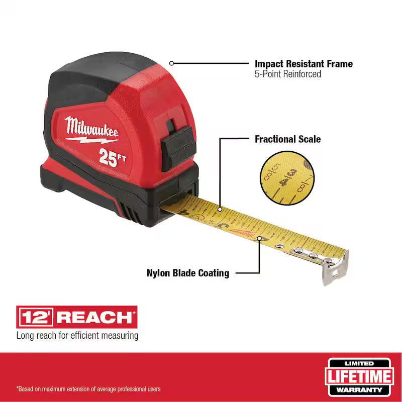 Compact Tape Measure with Folding Utility Knife W843