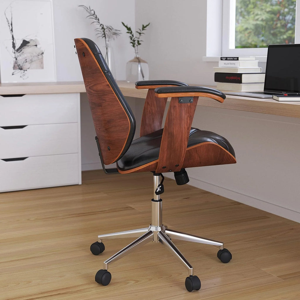 Black Faux Leather Ergonomic Office Chair I8328