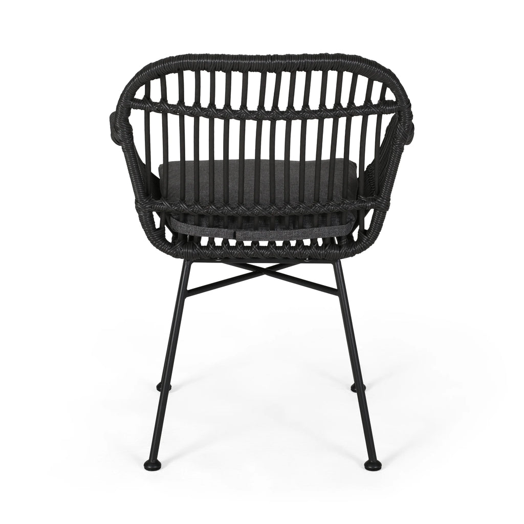 Woven Faux Rattan Chairs with Cushions Set of 2 B195