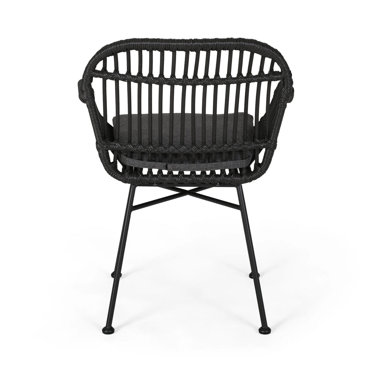 Woven Faux Rattan Chairs with Cushions Set of 2 B195