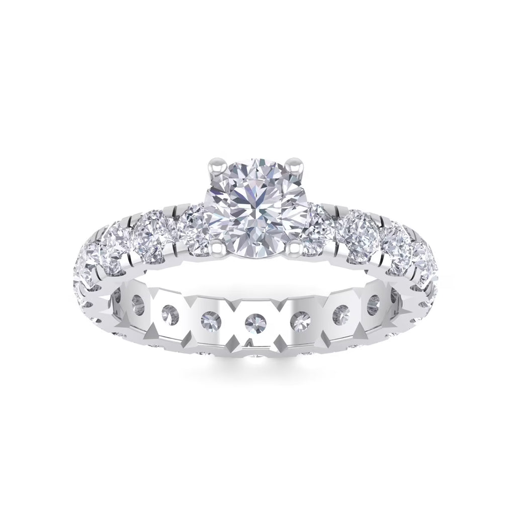 3 Carat Round Shape Moissanite Eternity Ring in 14 Karat White Gold H182130