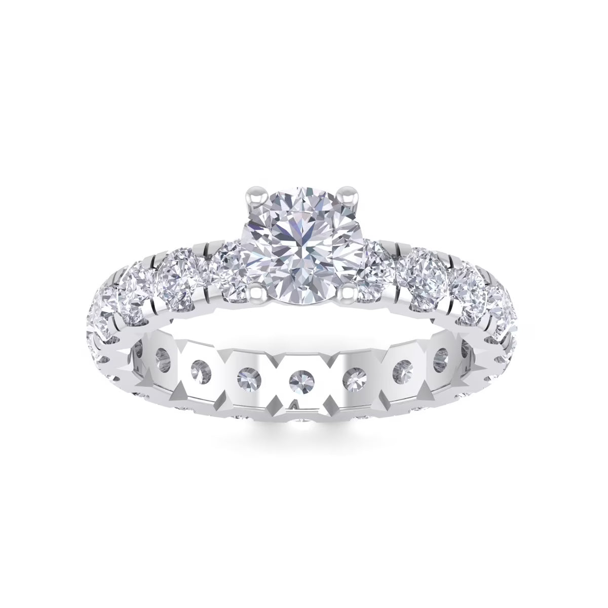 3 Carat Round Shape Moissanite Eternity Ring in 14 Karat White Gold H182130