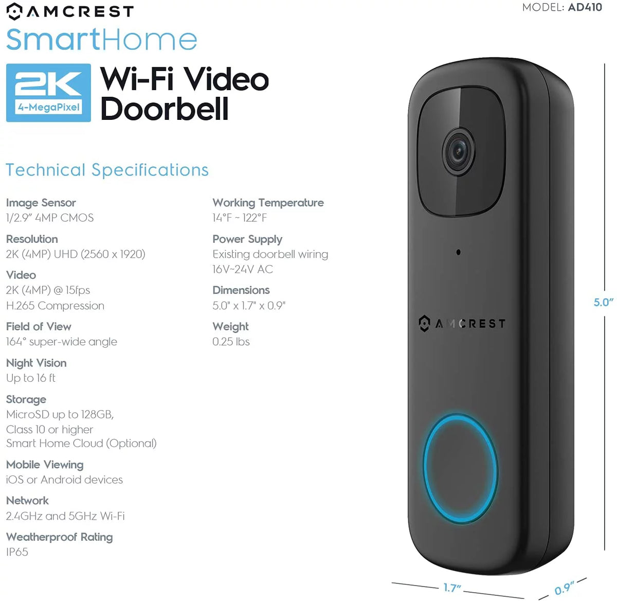 4MP Video Doorbell Camera P24233