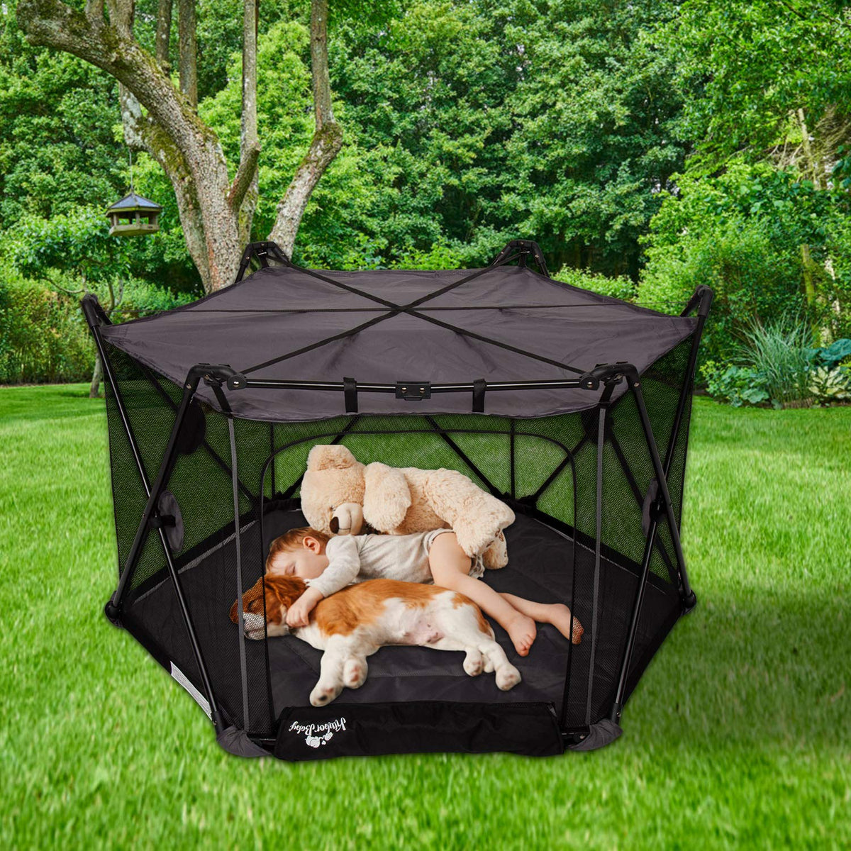 Red Lightweight Mesh Baby Playpen with Carrying Case X36807