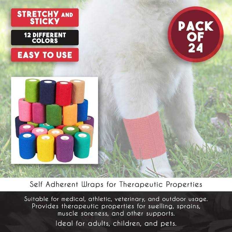 Self Adhesive Bandage Wrap 24 Rolls 3 Inch x 5 Yards F120123
