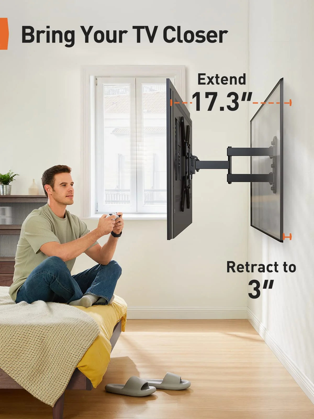 Full Motion TV Wall Mount for 26-60 inch LED LCD Flat Curved Screen TVs, Max 400x400mm, up to 82 lbs P925628