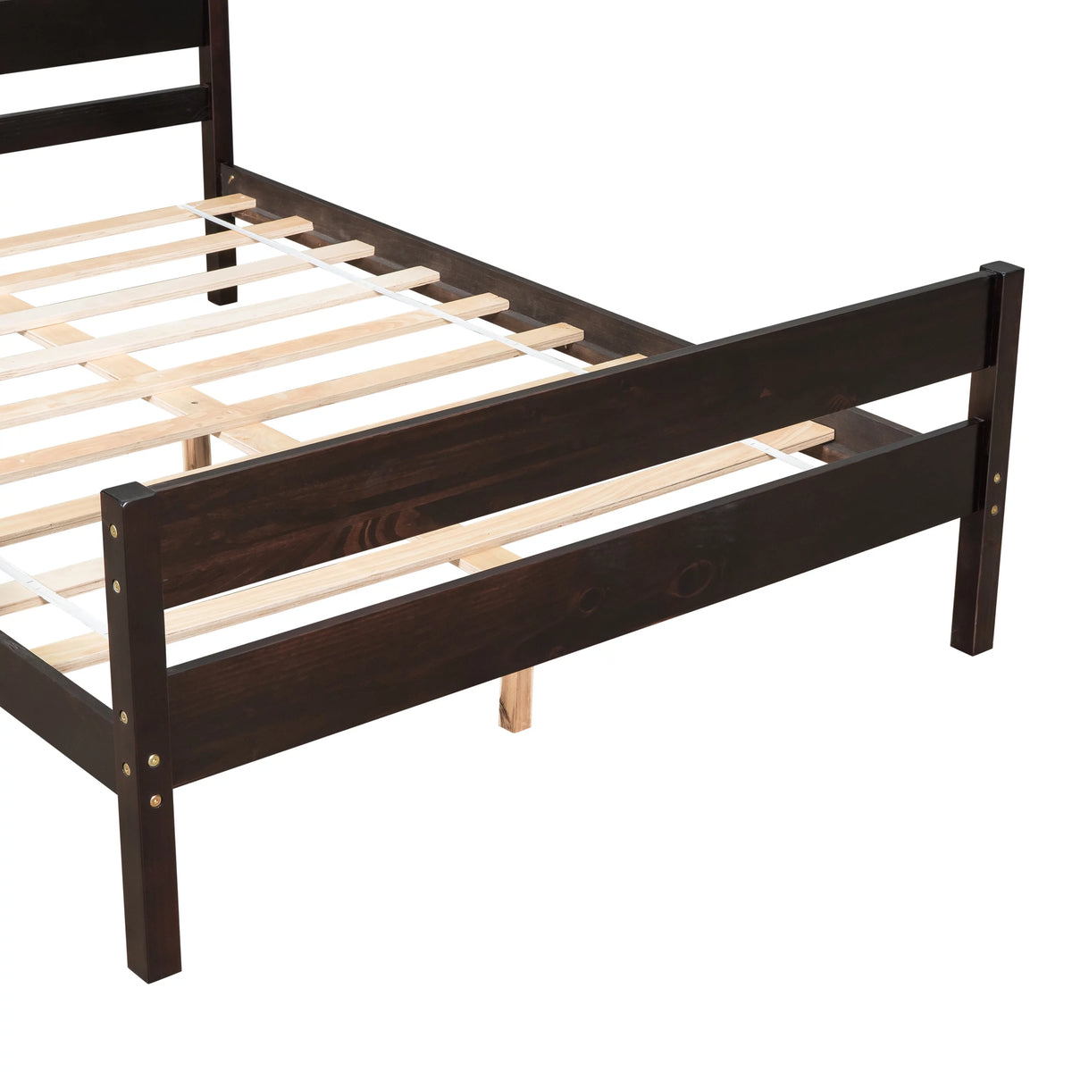 Full Espresso Platform Bed Frame with Headboard and Under Bed Storage I477