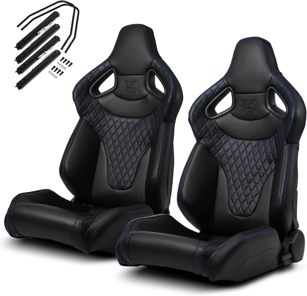 Black PVC Racing Seats with Slider R310026