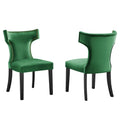 Velvet Dining Side Chairs Emerald Green Black Set of 2 C404