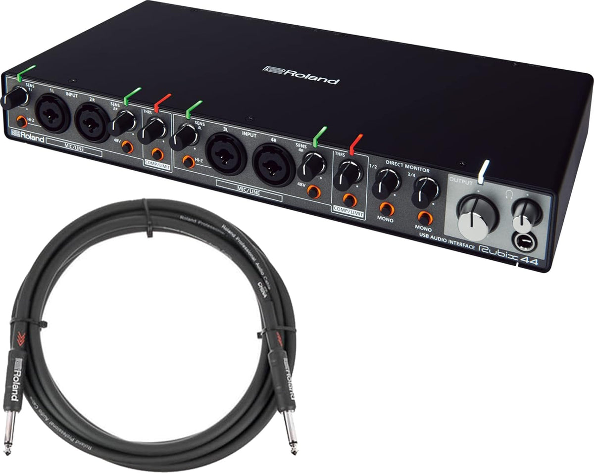 Roland RUBIX44 USB Audio Interface Bundle with 10ft Instrument Cable E444