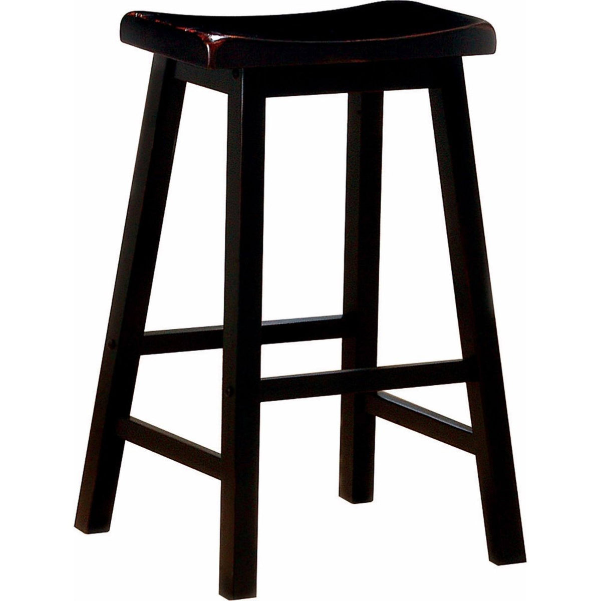 Dark Brown Wooden Bar Height Stool, Set of 2 F1677