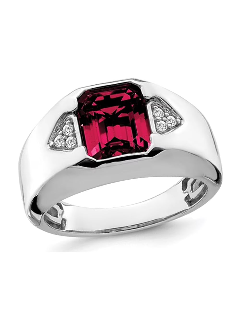 14K White Gold Ruby Ring with Diamonds Y78074