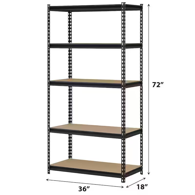 5-Tier Steel Garage Storage Shelving Unit in Black H671