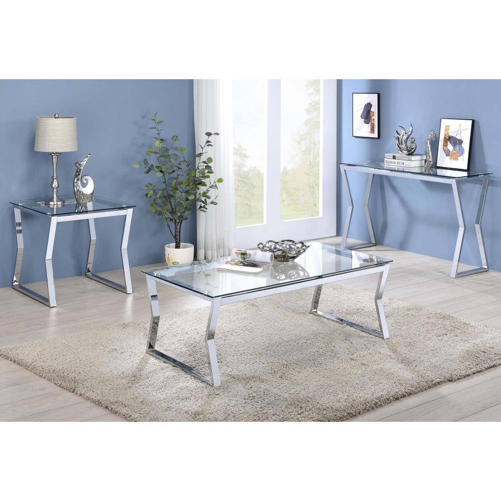Chrome Glass Top End Table X652