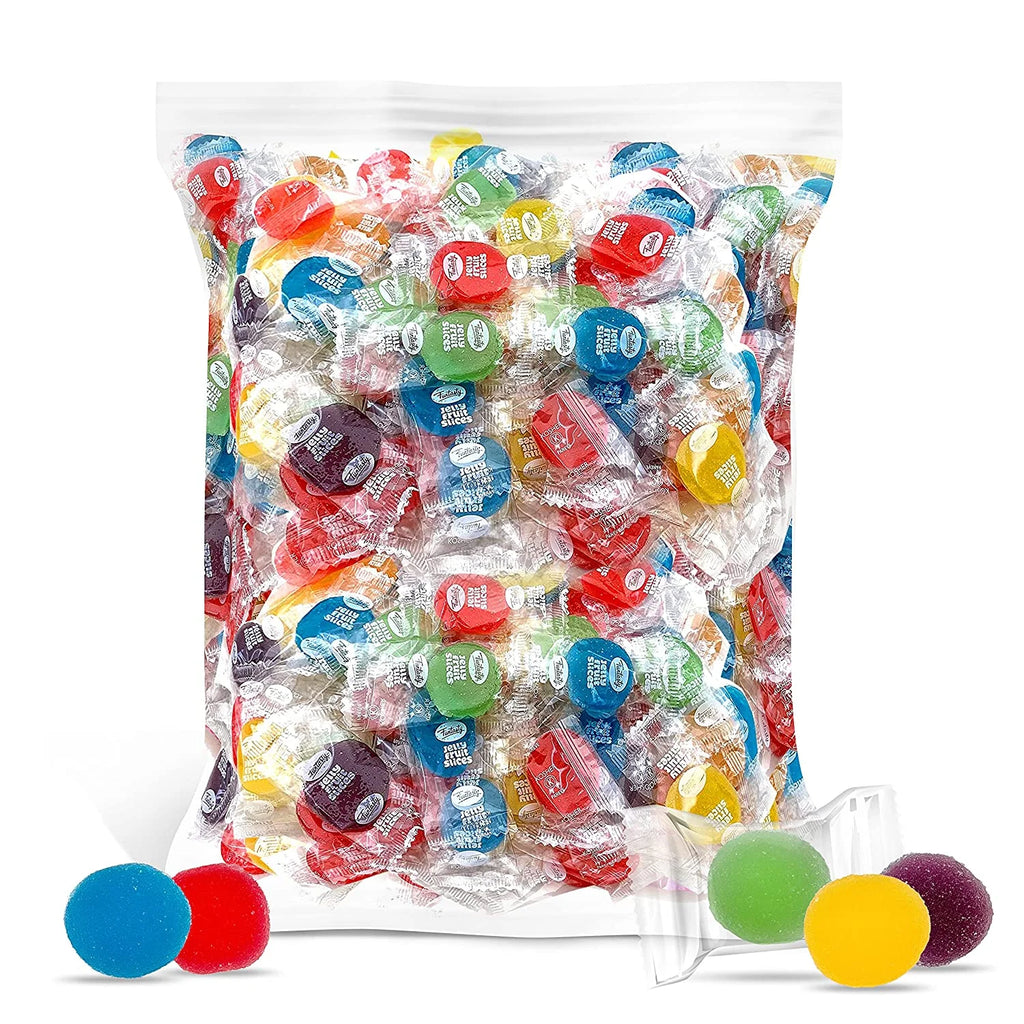 Assorted Jelly Fruit Disk Patties Candy, Individually Wrapped, Vegan, Gluten Free - 2 Pound Bag A16825