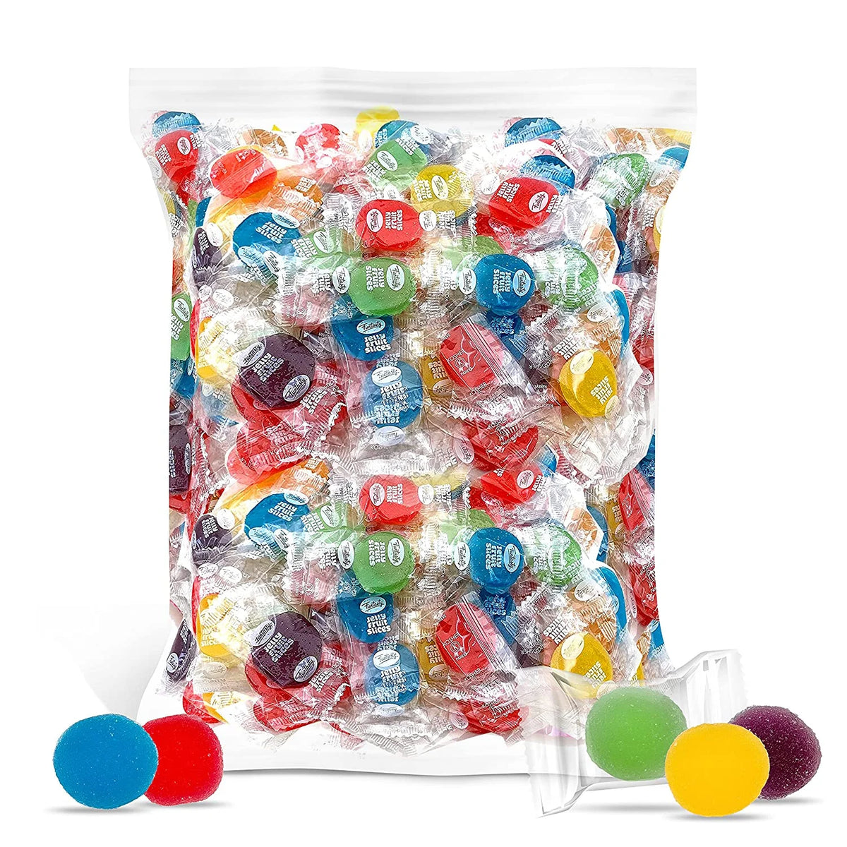 Assorted Jelly Fruit Disk Patties Candy, Individually Wrapped, Vegan, Gluten Free - 2 Pound Bag A16825