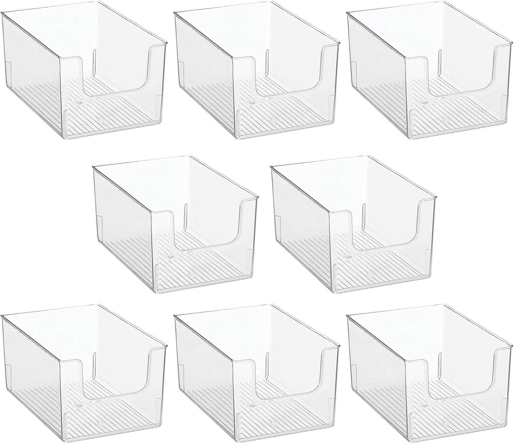 Clear Stackable Plastic Open Front Storage Organizer Bin Basket, 8 Pack M33711